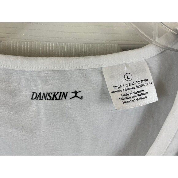 DANSKIN - Black & White Pocket Layered Sleeveless 1/2 Zip Bra Tank Top size L - Picture 3 of 7